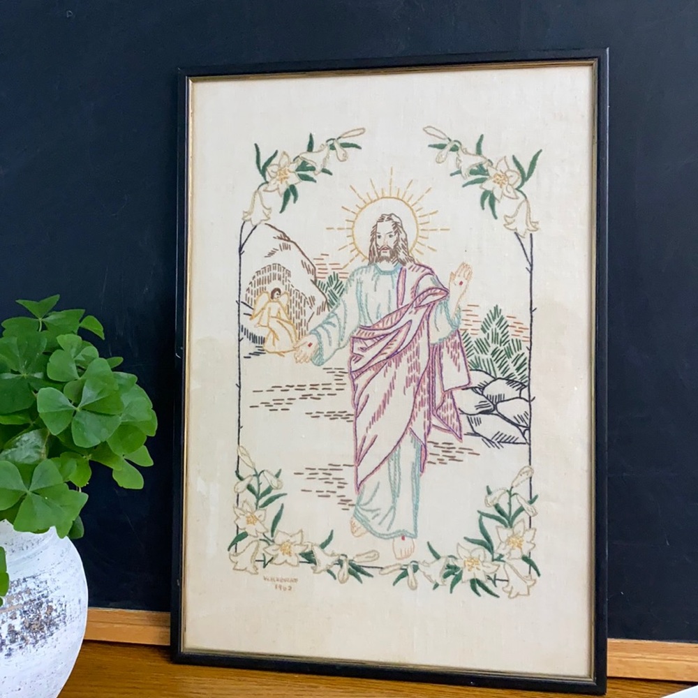 Vintage Jesus Easter Needlepoint